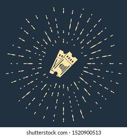 Beige Museum ticket icon isolated on dark blue background. History museum ticket coupon event admit exhibition excursion. Abstract circle random dots. Vector Illustration