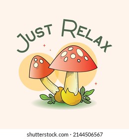 Beige Mushroom Illustration T-Shirt Design 2023, Mushroom Vector Graphics.