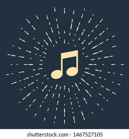 Beige Music note, tone icon isolated on dark blue background. Abstract circle random dots. Vector Illustration