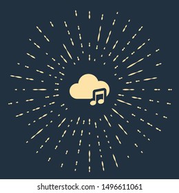 Beige Music streaming service icon isolated on dark blue background. Sound cloud computing, online media streaming, online song, audio wave. Abstract circle random dots. Vector Illustration