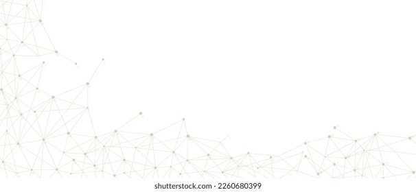 Beige Netzwerk. Abstrakte Verbindung auf weißem Hintergrund. Netzwerk-Technologie-Hintergrund mit Punkten und Linien für Desktop. Ai-System-Hintergrund.Modernes abstraktes Konzept. Zeilenhintergrund, Netztechnologie