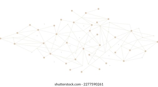 Beige network. Abstract connection on white background. Brown network technology background with dots and lines for desktop. Ai system background. Abstract concept. Line background, network technology