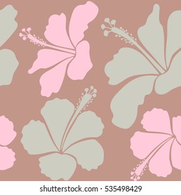 With beige and neutral flowers. Vector illustration. Vector illustration of beige and neutral hibiscus flowers.