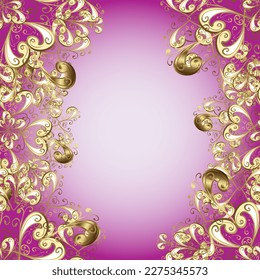 Beige, neutral and purple and golden pattern. Abstract background with repeating elements. Elegant vector classic pattern.
