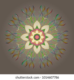 A beige, neutral and yellow colors with snowflakes. Vector christmas abstract colorful background with cute snowflake. Vector illustration.