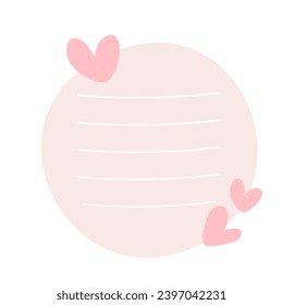 Beige Notenpapier mit Herzen. Liebe romantische Aufkleber an der Wand. Valentine Grußkarte, Hochzeit, Design Notepad Vektorgrafik