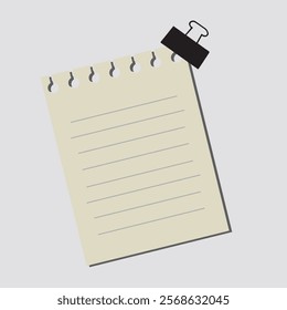 Beige Notepad with Black Binder Clip