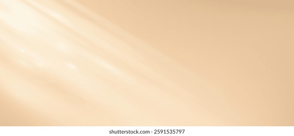 Beige nude background shadow on the wall 3d room studio, glare light shadow effects background, vector illustration.