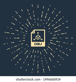 Beige OBJ file document. Download obj button icon isolated on dark blue background. OBJ file symbol. Abstract circle random dots. Vector Illustration