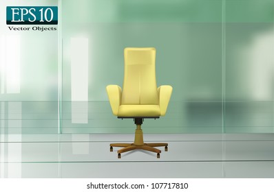 Beige office chair on a green background (vector 10 eps)