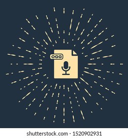 Beige OGG file document. Download ogg button icon isolated on dark blue background. OGG file symbol. Abstract circle random dots. Vector Illustration