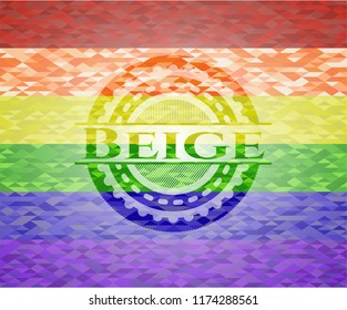 Beige on mosaic background with the colors of the LGBT flag