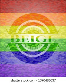 Beige on mosaic background with the colors of the LGBT flag