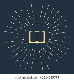 Beige Open book icon isolated on dark blue background. Abstract circle random dots. Vector Illustration