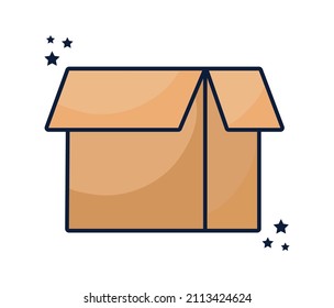 caja beige abierta sobre blanco