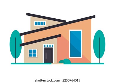 beige and orange house facade icon