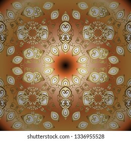 Beige and orange on colors. Vector. Doodles pattern. Tender fabric pattern. Seamless Abstract interesting background.