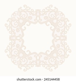 Beige ornamental frame. Ornate pattern.