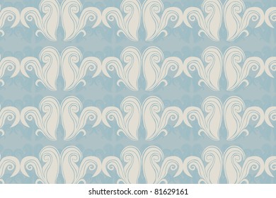 beige ornaments vector over blue background. illustration