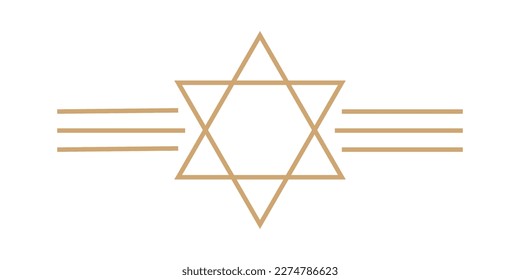 Beige outline image of the Star of David. The Star of David is a symbol commonly associated with Jewish identity and Judaism. Vector illustration. 