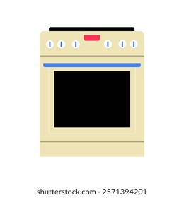 Beige Oven In Flat Vector Illustration Symbolizing Cooking, Baking, And Kitchen Appliances, Isolated On White Background.