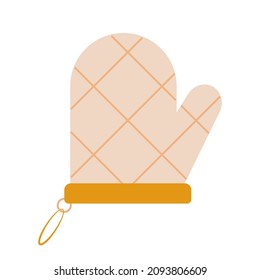 Beige Oven Glove Vector Illustration Isolated On White. Flat Vector Icon