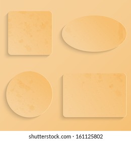 beige paper sheets of different shapes.grunge design.geometric figures from cardboard.vector