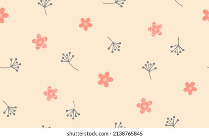 Beige pastel flower seamless pattern. Vector illustration