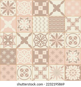 Beige pastel square ceramic tiles, vector illustration for interior design