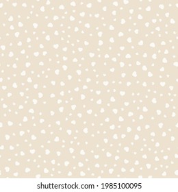 Beige patern hearts. Vector image.