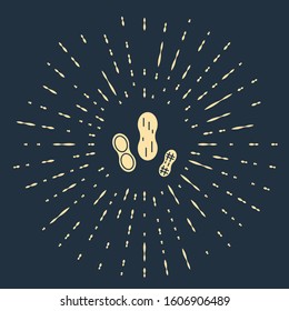 Beige Peanut icon isolated on blue background. Abstract circle random dots. Vector Illustration