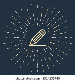 Beige Pencil and line icon isolated on dark blue background. Education sign. Drawing and educational tools. School office symbol. Abstract circle random dots. Vector Illustration
