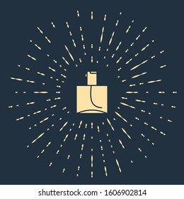 Beige Perfume icon isolated on blue background. Abstract circle random dots. Vector Illustration