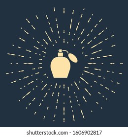 Beige Perfume icon isolated on blue background. Abstract circle random dots. Vector Illustration