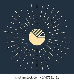 Beige Pie chart infographic icon isolated on dark blue background. Diagram chart sign. Abstract circle random dots. Vector Illustration