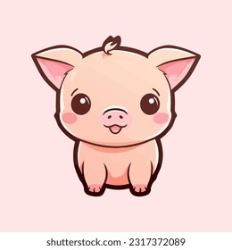 Beige Piglet Cutie Adorable Little Piggy Fashion Cartoon