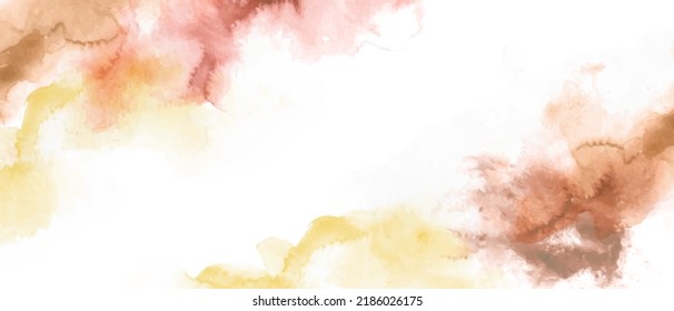 Beige, pink, orange yellow, brown watercolor fluid painting. Vector abstract background design. 