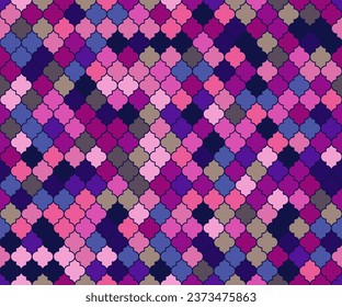 Beige pink purple dark and light blue mosque persian vector seamless pattern interior graphic design.
