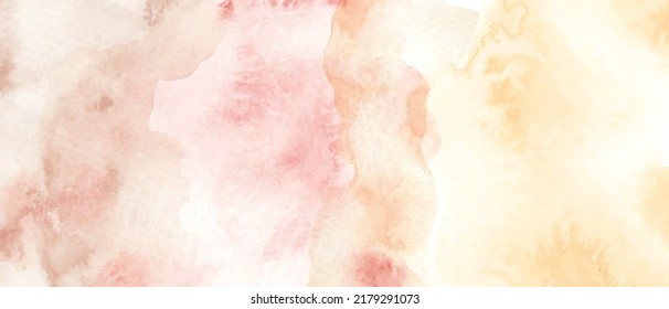 Beige, pink, yellow watercolor fluid painting vector background design. Dusty pastel, neutral and golden marble. Dye elegant soft splash style. Alcohol ink imitation.