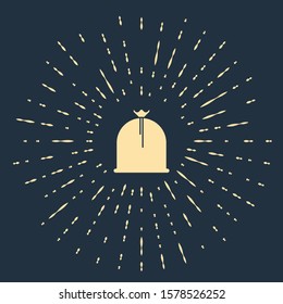 Beige Pirate sack icon isolated on blue background. Abstract circle random dots. Vector Illustration
