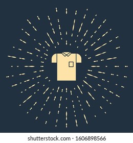 Beige Polo shirt icon isolated on blue background. Abstract circle random dots. Vector Illustration