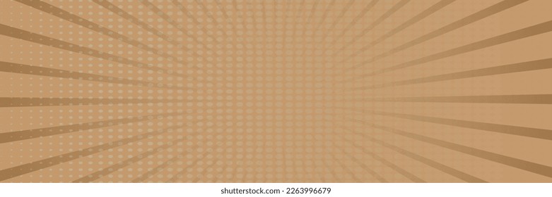 Beige pop art comic background. For speech bubble, message, text, book, cartoon cover, magazine. Cartoon halftone vintage backdrop. Retro pattern background for comic text. Sunburst background, vector