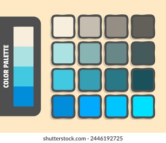 Beige powderblue mediumturquoise dodgerblue color palette, colour matching, rgb colors, harmonious colours catalog sample, design and edit idea