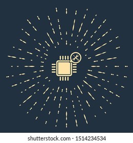 Beige Processor with screwdriver and wrench icon isolated on dark blue background. Adjusting, service, setting, maintenance, repair, fixing. Abstract circle random dots. Vector Illustration
