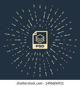 Beige PSD file document. Download psd button icon isolated on dark blue background. PSD file symbol. Abstract circle random dots. Vector Illustration