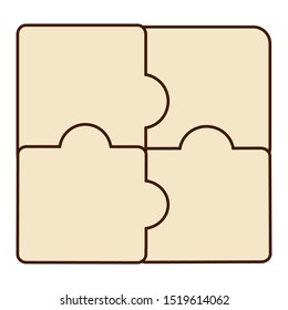 Beige puzzle with a black stroke on a beige background.