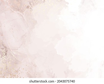 Beige quartz geode vector design frame.Stylish taupe brown glitter texture card. Gold border. Sparkling gem. Natural stone.Trendy wedding invitation. Dye splash style.Alcohol ink.Isolated and editable