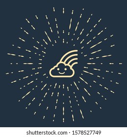 Beige Rainbow with clouds icon isolated on dark blue background. Abstract circle random dots. Vector Illustration