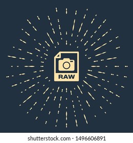 Beige RAW file document. Download raw button icon isolated on dark blue background. RAW file symbol. Abstract circle random dots. Vector Illustration