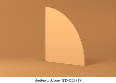 Beige realistic 3d curved wall empty studio mock up for cosmetic product show presentation vector illustration. Trendy neutral showroom display decorative geometric element for commercial promo